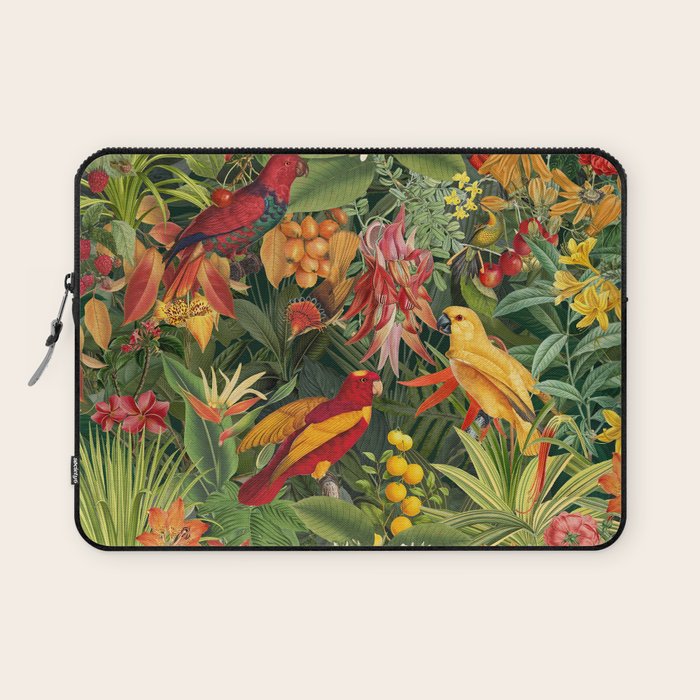 Midnight Jungle Parrots Tropical Paradise Laptop Sleeve Gallery Image 1