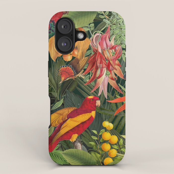 Midnight Jungle Parrots Tropical Paradise iPhone Case Gallery Image 1