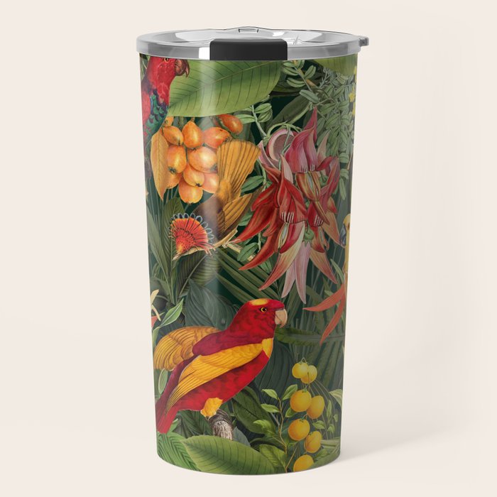 Midnight Jungle Parrots Tropical Paradise Travel Mug Gallery Image 1