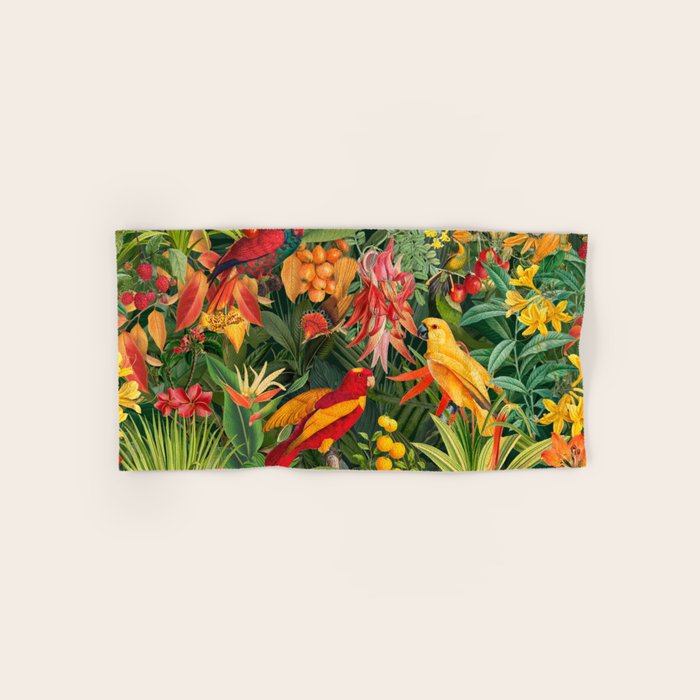 Midnight Jungle Parrots Tropical Paradise Bath Towel Gallery Image 1