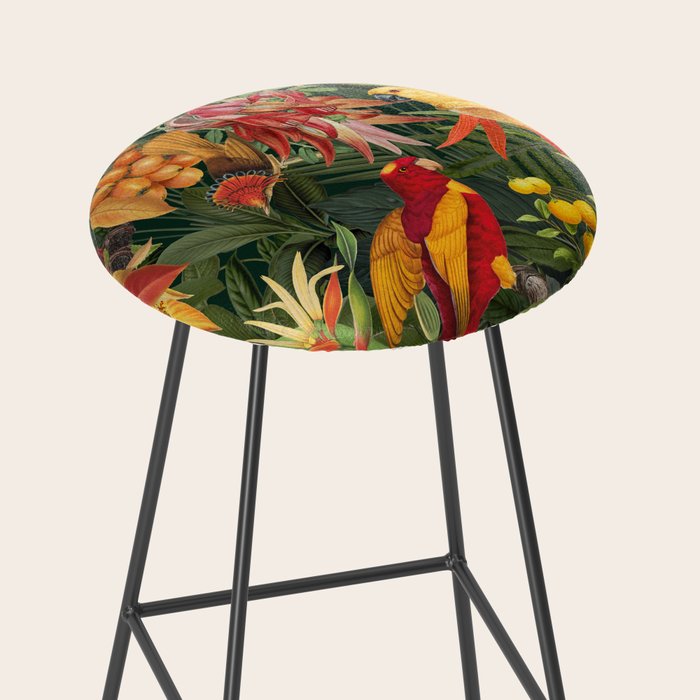 Midnight Jungle Parrots Tropical Paradise Stool Gallery Image 2