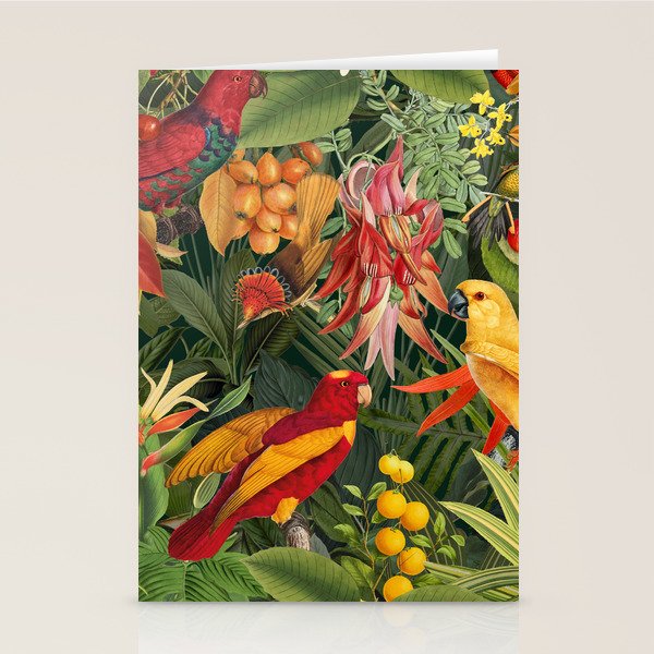 Midnight Jungle Parrots Tropical Paradise Stationery Card Gallery Image 1