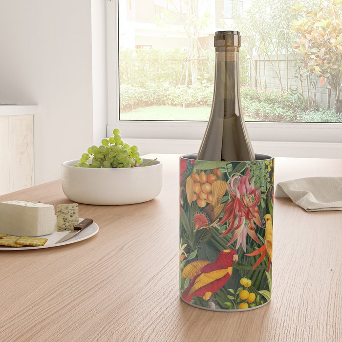 Midnight Jungle Parrots Tropical Paradise Wine Chiller Gallery Image 4