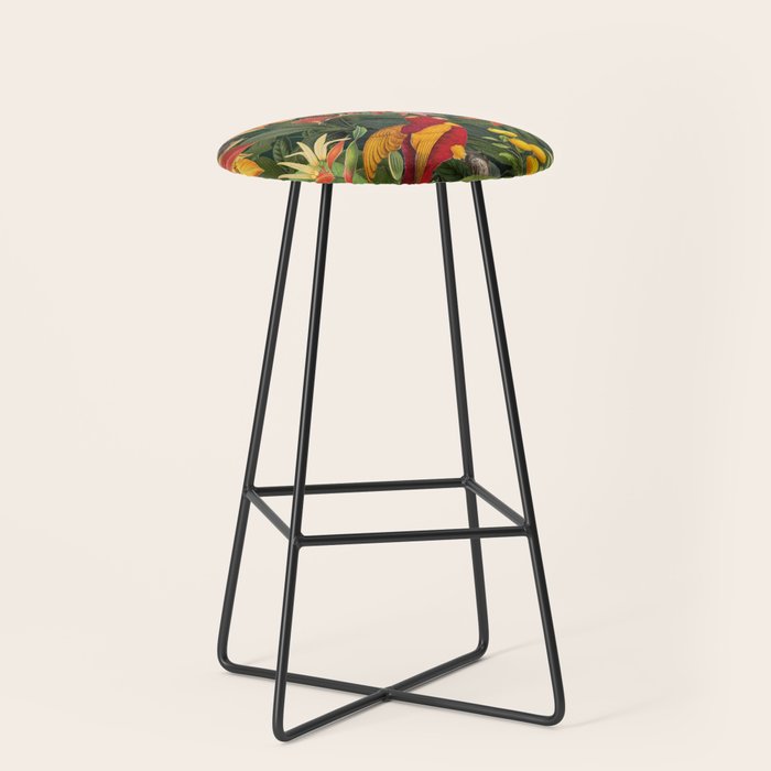 Midnight Jungle Parrots Tropical Paradise Stool Gallery Image 1