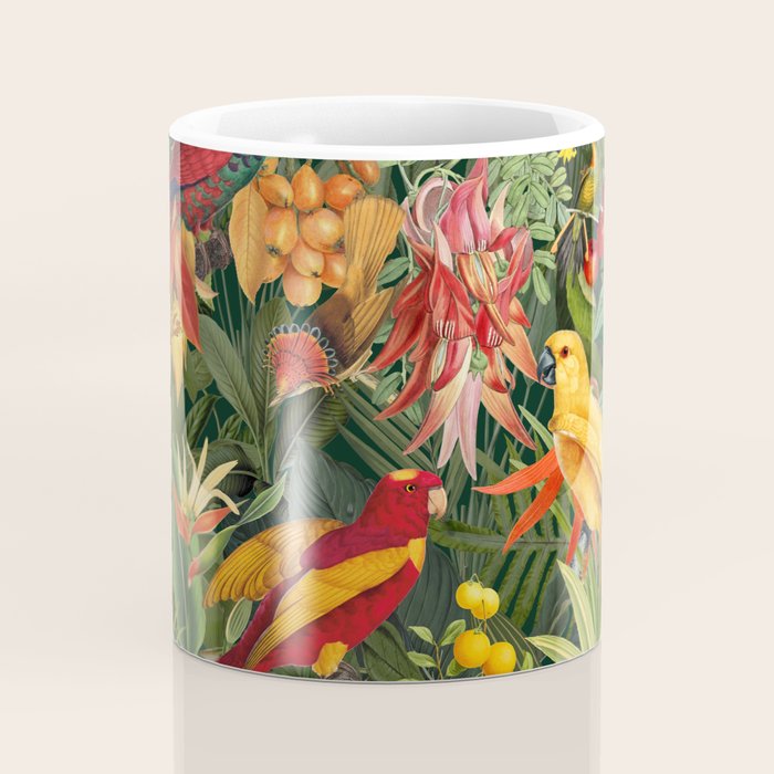 Midnight Jungle Parrots Tropical Paradise Coffee Mug Gallery Image 4