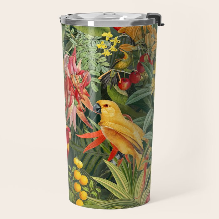 Midnight Jungle Parrots Tropical Paradise Travel Mug Gallery Image 2