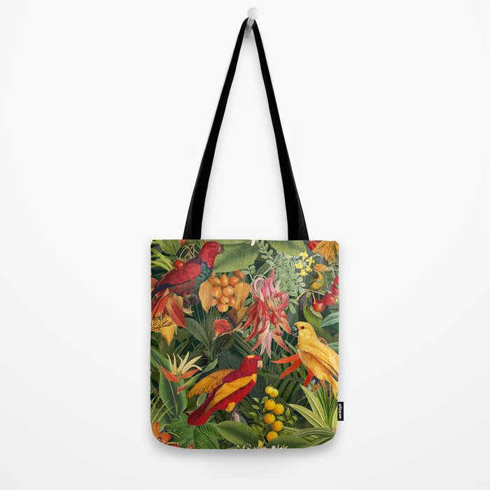 Midnight Jungle Parrots Tropical Paradise Tote Bag Gallery Image 2