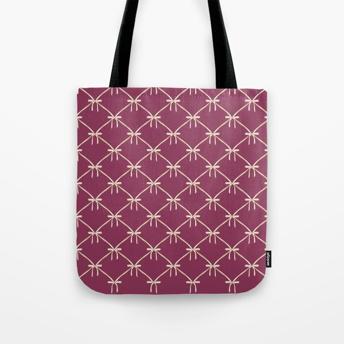 Bows & Ribbons Pattern XXXIII Plum Purple Tote Bag Gallery Image 1