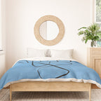 Minimalist Minimal Line Drawing Line Art Maze Pastel Blue Painting Mid Century Modern Cool Retro Funky Trendy Duvet Cover Gallery Image 3