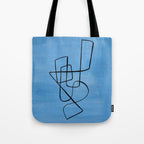 Minimalist Minimal Line Drawing Line Art Maze Pastel Blue Painting Mid Century Modern Cool Retro Funky Trendy Tote Bag Gallery Image 1
