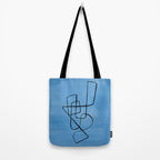 Minimalist Minimal Line Drawing Line Art Maze Pastel Blue Painting Mid Century Modern Cool Retro Funky Trendy Tote Bag Gallery Image 2