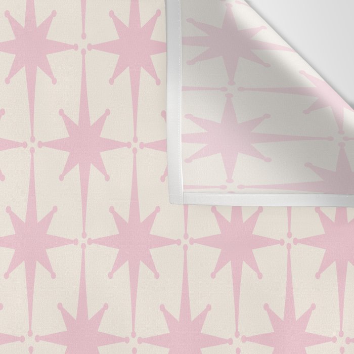 Midcentury Modern Atomic Starburst Pattern in Pale Pink and Light Cream Wall Tapestry Gallery Image 3
