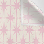 Midcentury Modern Atomic Starburst Pattern in Pale Pink and Light Cream Wall Tapestry Gallery Image 3