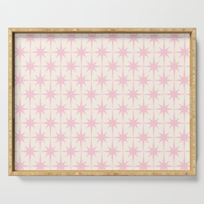 Midcentury Modern Atomic Starburst Pattern in Pale Pink and Light Cream Serving Tray Gallery Image 1