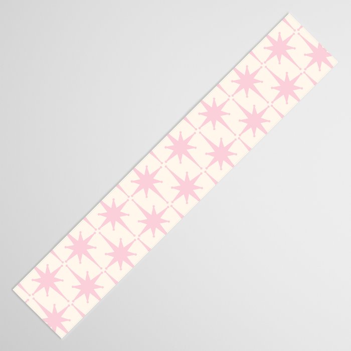Midcentury Modern Atomic Starburst Pattern in Pale Pink and Light Cream Table Runner Gallery Image 3