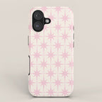 Midcentury Modern Atomic Starburst Pattern in Pale Pink and Light Cream iPhone Case Gallery Image 1