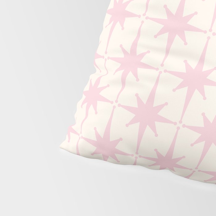 Midcentury Modern Atomic Starburst Pattern in Pale Pink and Light Cream Pillow Sham Gallery Image 4