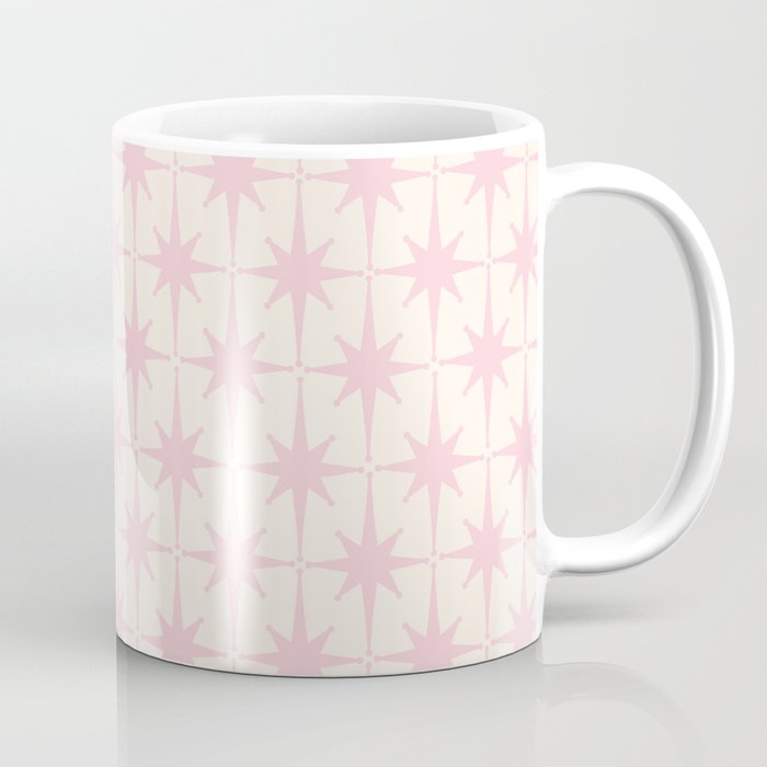 Midcentury Modern Atomic Starburst Pattern in Pale Pink and Light Cream Coffee Mug Gallery Image 1