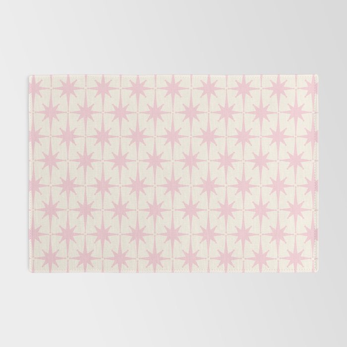 Midcentury Modern Atomic Starburst Pattern in Pale Pink and Light Cream Rug Gallery Image 2