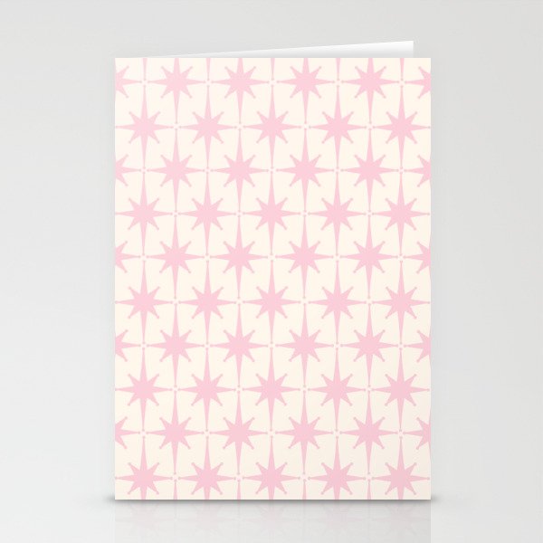 Midcentury Modern Atomic Starburst Pattern in Pale Pink and Light Cream Stationery Card Gallery Image 2