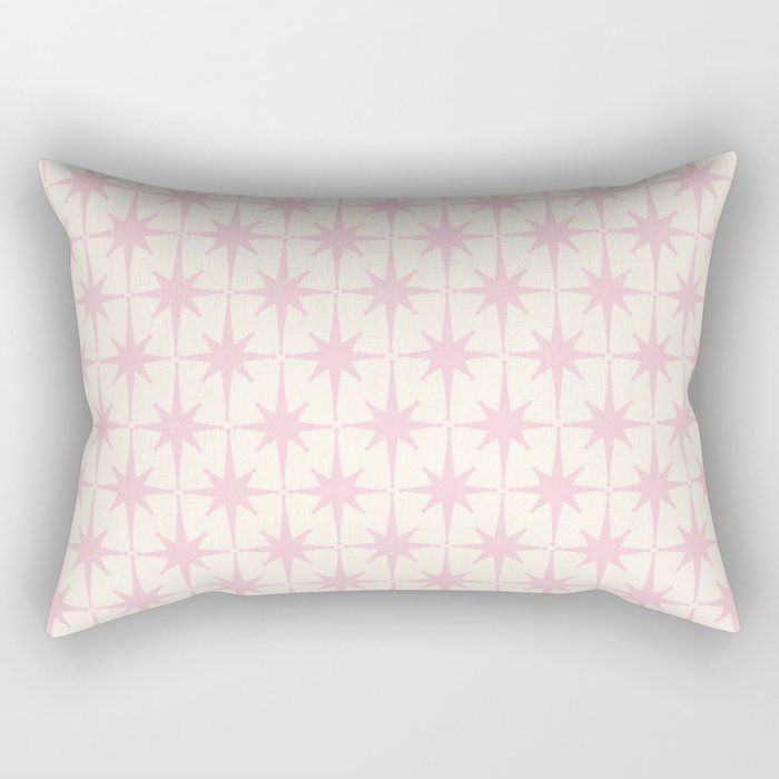 Midcentury Modern Atomic Starburst Pattern in Pale Pink and Light Cream Rectangular Pillow Gallery Image 1