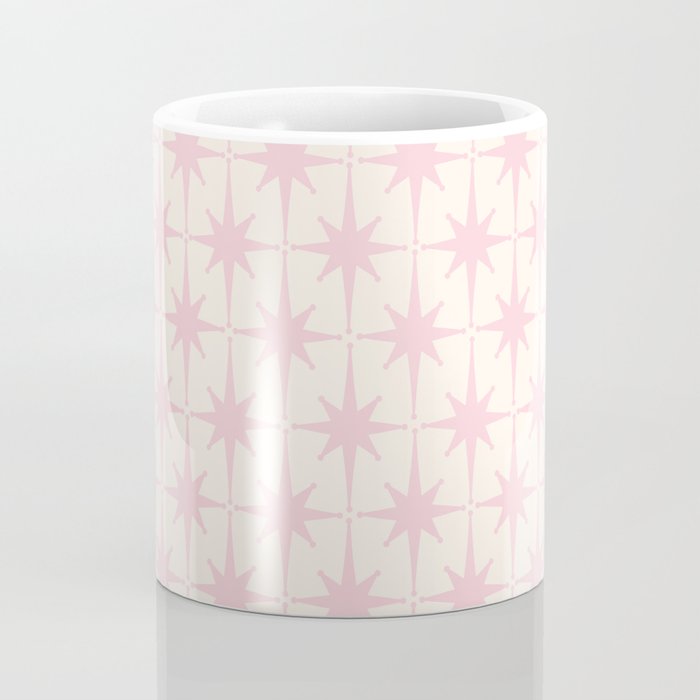 Midcentury Modern Atomic Starburst Pattern in Pale Pink and Light Cream Coffee Mug Gallery Image 4
