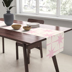 Midcentury Modern Atomic Starburst Pattern in Pale Pink and Light Cream Table Runner Gallery Image 2