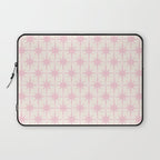 Midcentury Modern Atomic Starburst Pattern in Pale Pink and Light Cream Laptop Sleeve Gallery Image 1
