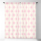 Midcentury Modern Atomic Starburst Pattern in Pale Pink and Light Cream Window Curtain Gallery Image 5