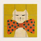 Cat with incredebly oversized humongous bowtie Wood Wall Art Gallery Image 1