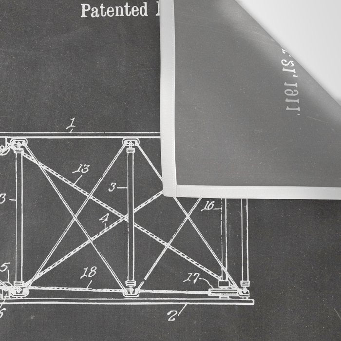 Wright Brother'S Plane Patent - Aviation Art - Black Chalkboard Wall Tapestry Gallery Image 3