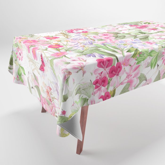 Vintage & Shabby Chic - Pastel Spring Flower Medow Tablecloth Gallery Image 1
