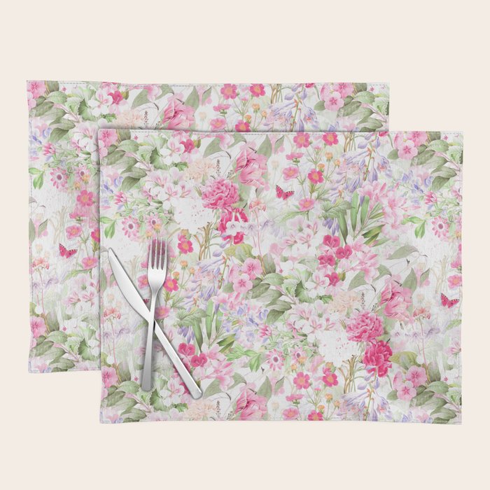 Vintage & Shabby Chic - Pastel Spring Flower Medow Placemat Gallery Image 1