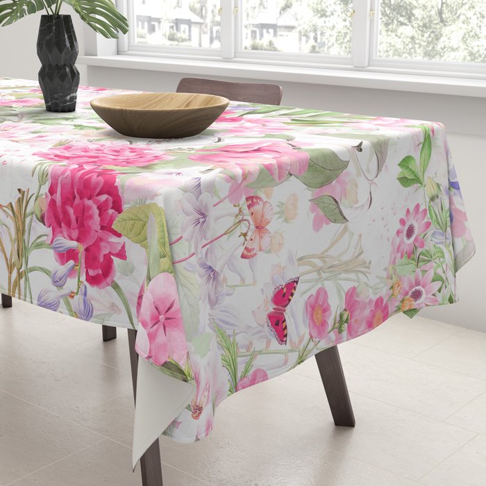 Vintage & Shabby Chic - Pastel Spring Flower Medow Tablecloth Gallery Image 3