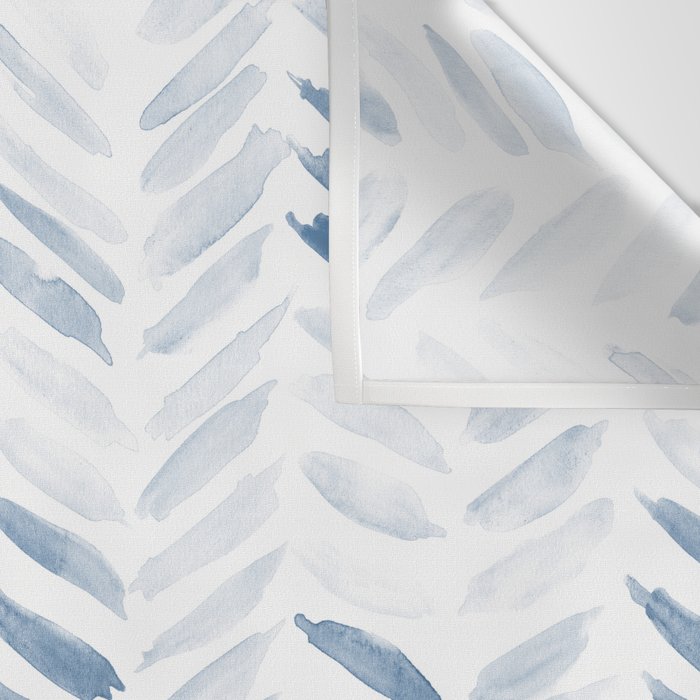 Denim blue watercolor chevron - painted herringbone  Wall Tapestry Gallery Image 3