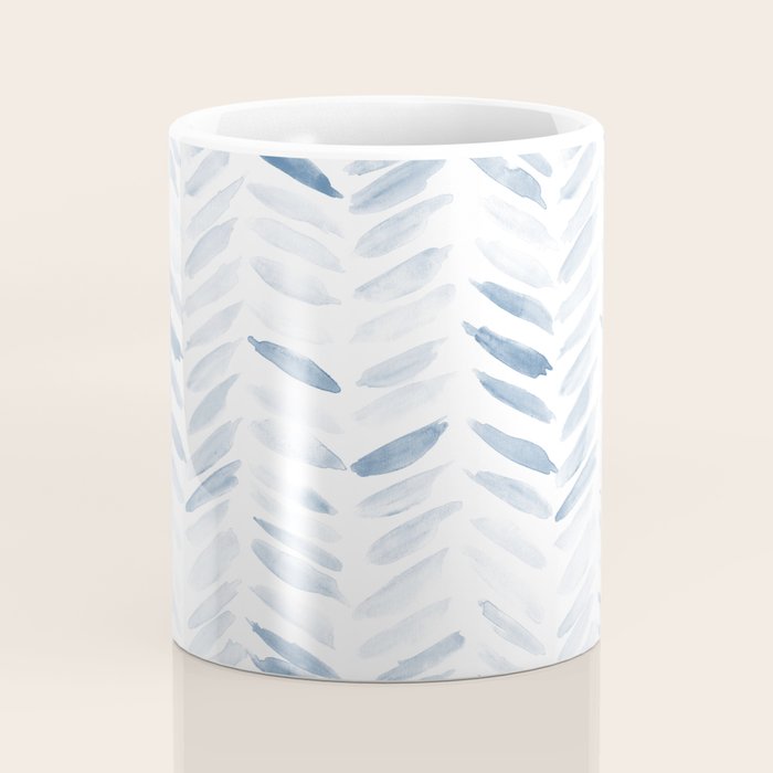 Denim blue watercolor chevron - painted herringbone  Coffee Mug Gallery Image 4