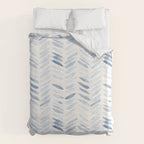 Denim blue watercolor chevron - painted herringbone  Duvet Cover Gallery Image 6