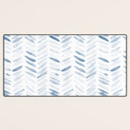 Denim blue watercolor chevron - painted herringbone  Desk Mat Gallery Image 3