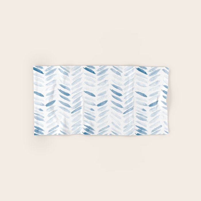 Denim blue watercolor chevron - painted herringbone  Bath Towel Gallery Image 1