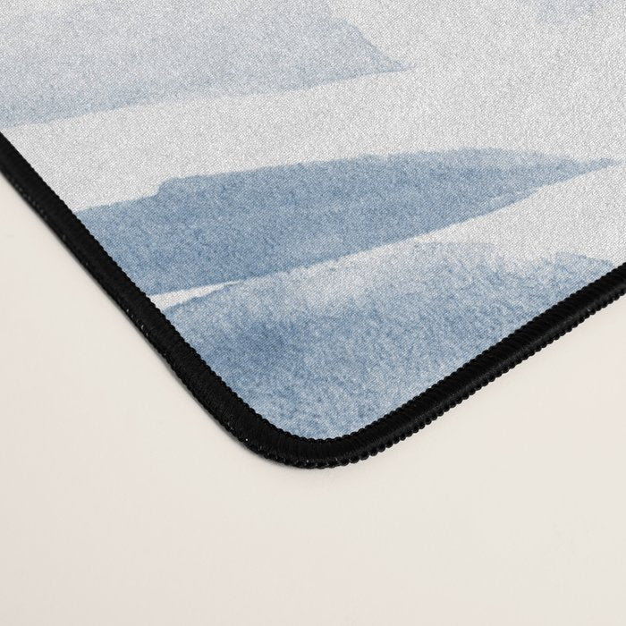 Denim blue watercolor chevron - painted herringbone  Desk Mat Gallery Image 4