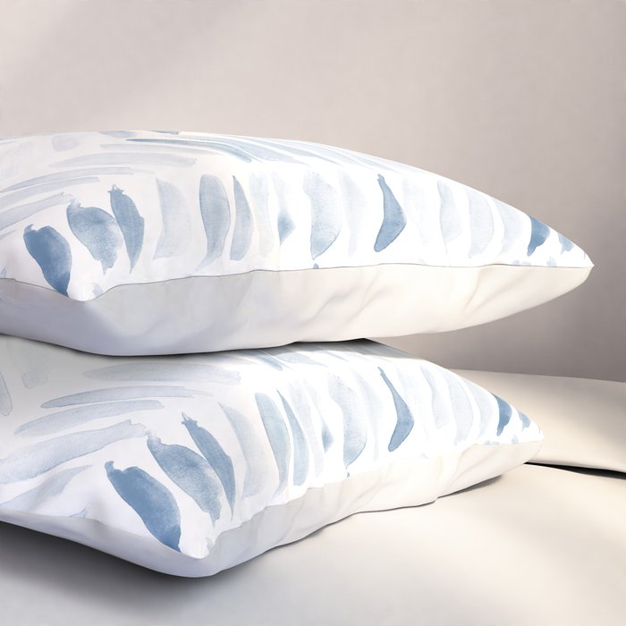 Denim blue watercolor chevron - painted herringbone  Pillow Sham Gallery Image 3
