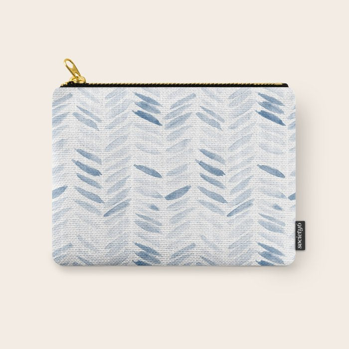 Denim blue watercolor chevron - painted herringbone  Carry All Pouch Gallery Image 1