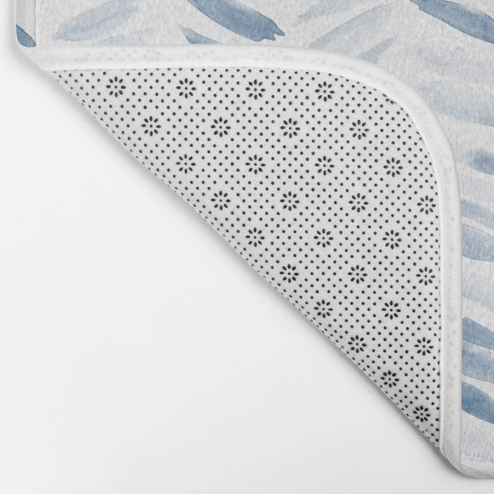 Denim blue watercolor chevron - painted herringbone  Bath Mat Gallery Image 2