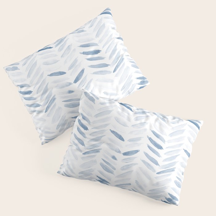 Denim blue watercolor chevron - painted herringbone  Pillow Sham Gallery Image 3