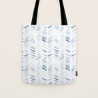 Denim blue watercolor chevron - painted herringbone  Tote Bag Gallery Image 1