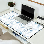 Denim blue watercolor chevron - painted herringbone  Desk Mat Gallery Image 2
