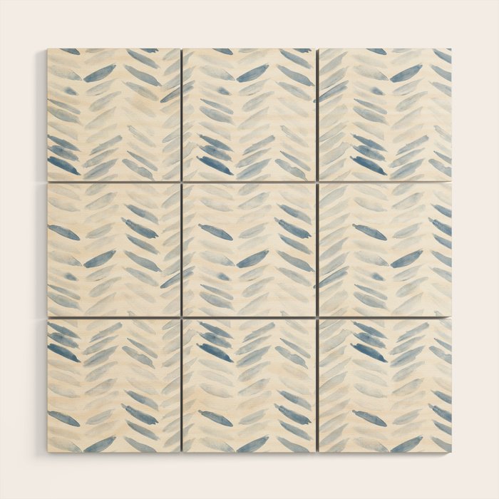 Denim blue watercolor chevron - painted herringbone  Wood Wall Art Gallery Image 1