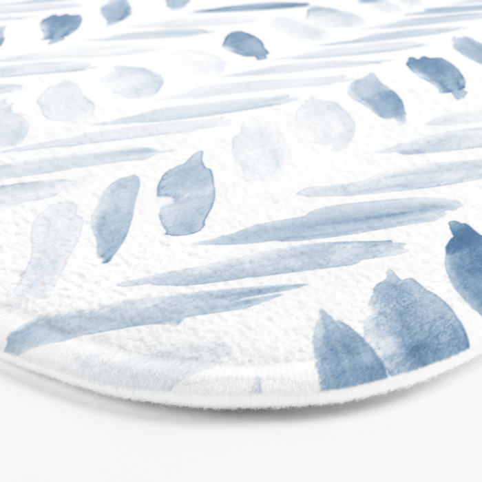 Denim blue watercolor chevron - painted herringbone  Bath Mat Gallery Image 3