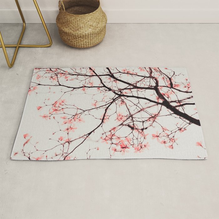 Magnolia Flowers - Pink spring blossoms Rug Gallery Image 1