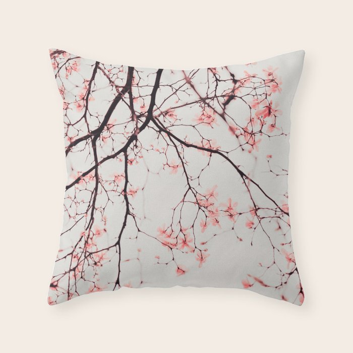 Magnolia Flowers - Pink spring blossoms Throw Pillow Gallery Image 6